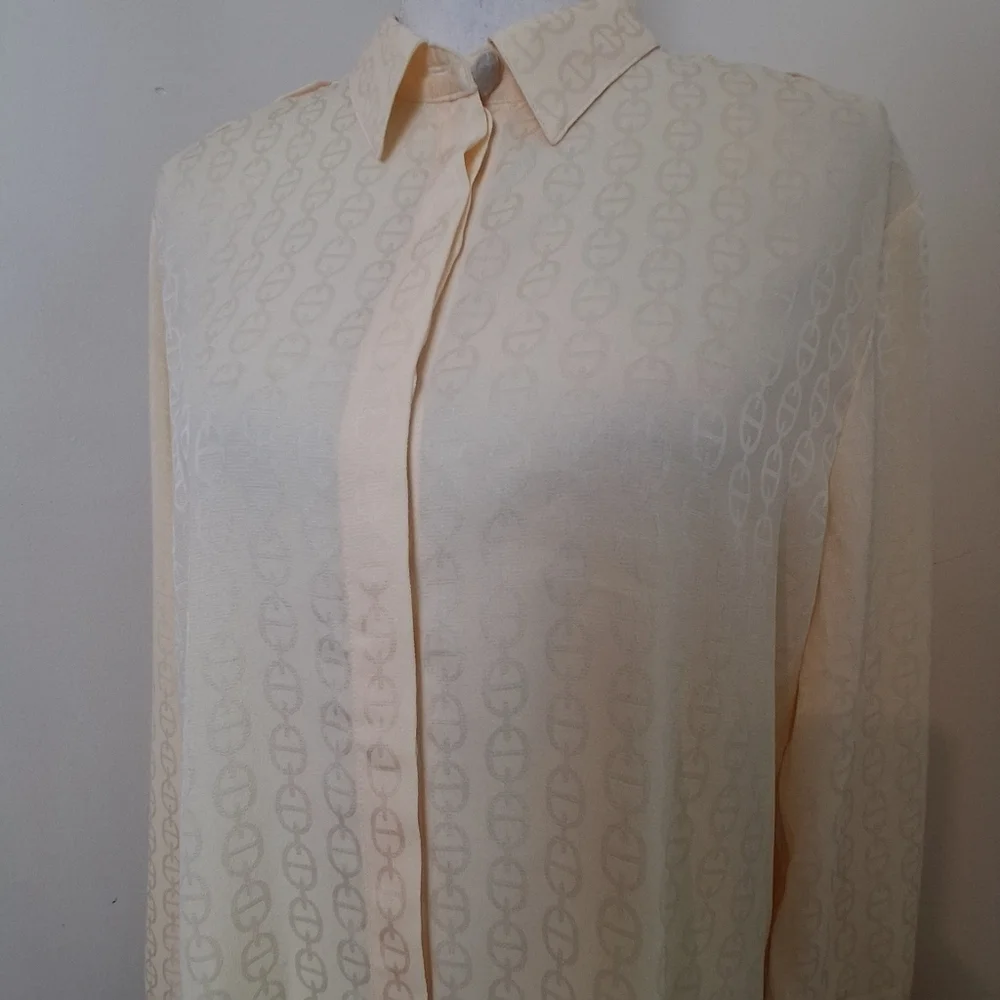 J.Crew Drapey Jacquard Print Button Down Blouse NWOT Size Large